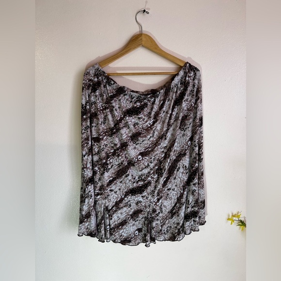 Jaclyn Smith Skirt Womens 2X Plus Brown Black Flare Lined Animal Print Side - Picture 5 of 15